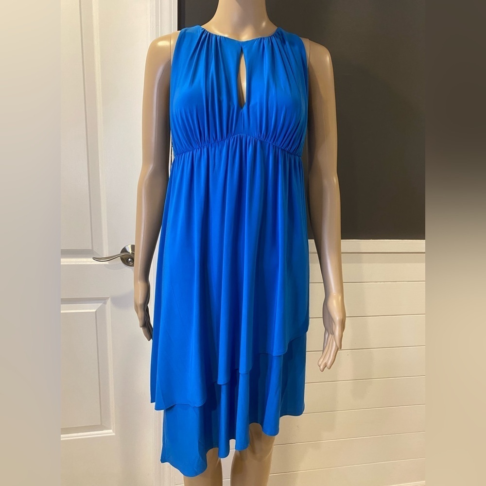 NWT Susana Monaco blue keyhole sleeveless layered mini dress size S